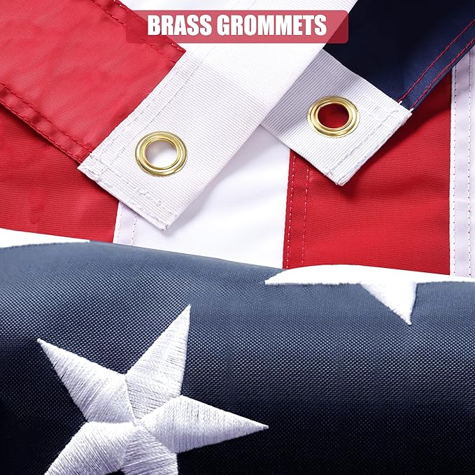 American Flag 30x50 Ft, Outdoor Premium US Flags, Heavy Duty Durable, 420D Oxford Nylon, Embroidered Stars, Brass Grommets