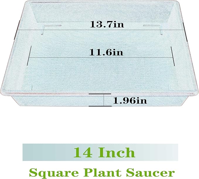Square Plant Saucer 14 Inch 5 Pack，Plant Stand Plant Trays for Pots Heavy Duty Plastic Plant Saucers for Indoors Outdoors, Flower Pot No Holes Plant Lover Gardening Gifts
