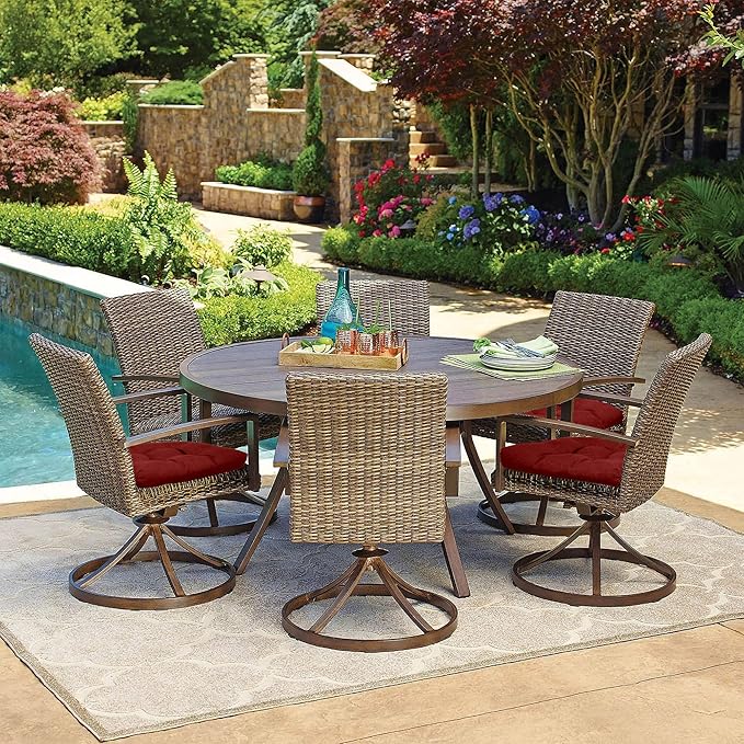 RACE LEAF Chair Cushions 19" x 19" Red - Outdoor/Indoor Patio Cushions Set of 2 - Replacement Cushions for Chairs and Seating - Chair Seat Pads for Porch, Deck, and Garden Seats