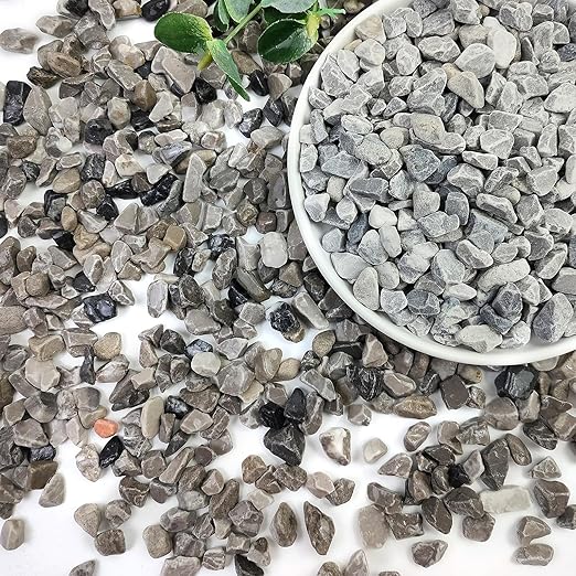 5lbs Grey Pebbles for Landscaping, 3/8inch Small Rocks for Succulent Cactus Plants, Natural Polished Pebbles, River Rocks for Plants, Vases, Garden