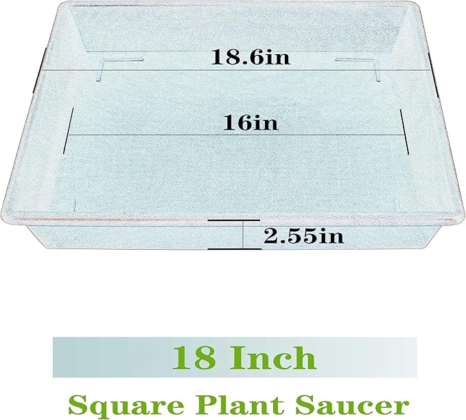 Square Plant Saucer 18 Inch 2 Pack, Large Plant Trays for Pots Heavy Duty Gray Plastic Plant Saucers for Indoors Outdoors, Flower Pot Plant Drip Trays No Holes Plant Lover Gardening Gifts