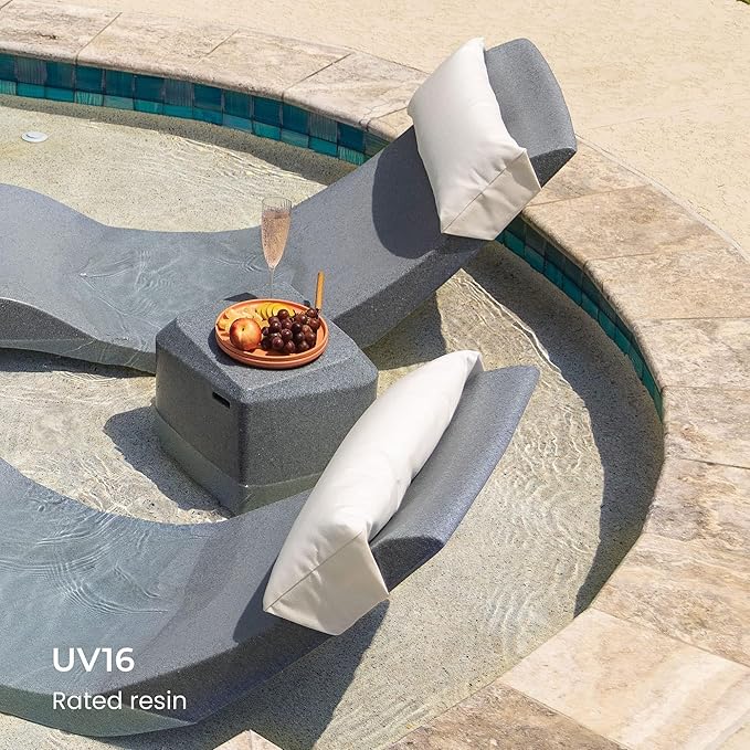Aqua Outdoors - Small Side Table - for Inside Pool, Sun Shelf & Patio Surfaces - Designed for Shallow Shelves Up to 10” - Compatible with All Pool Types - Poolside & Sun Deck Tanning - Coral Reef