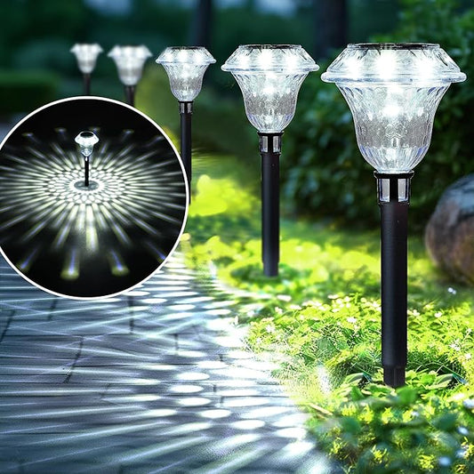 SOLPEX Solar Pathway Lights Garden Decor for Yard, Garden Lights Solar Powered Waterproof Landscape Lighting, Solar Outdoor Lights Porch Decor for Path Walkway Driveway (8 Pack Cold White)