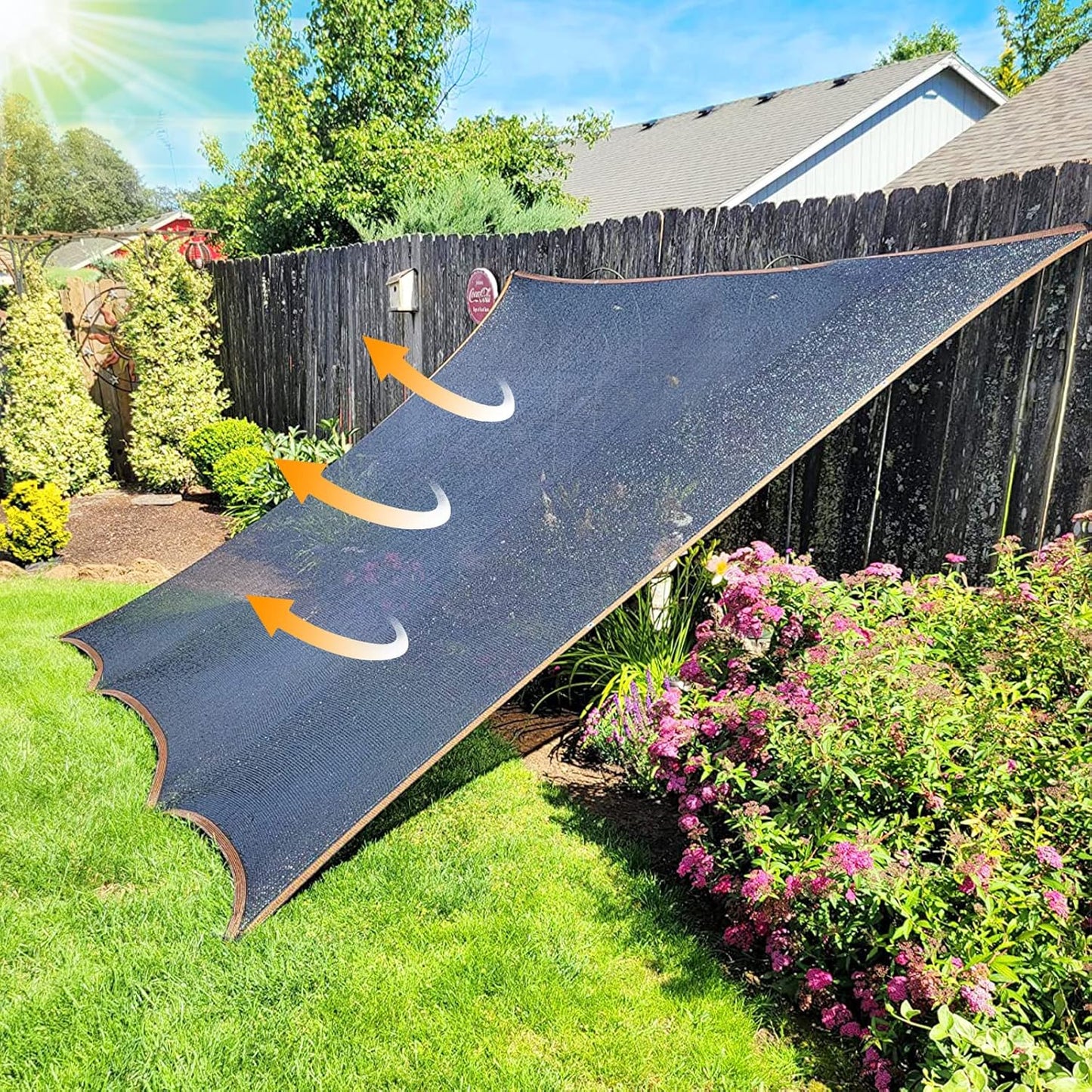 QLOFEI 60-70% Shade Cloth with Grommets, Sunblock Shade Sail Mesh Tarp for Plant Greenhouse, Easy to Hang Shade Cloth for Patio Kennel Chicken Coop Lawn Garden Shade Neting Cover, 10x15 FT