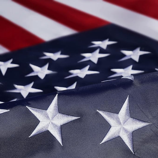 Homissor American Flag 6x10 Ft Large US Flags Embroidered Stars 6x10 Foot Flags USA Heavy Duty Outdoor Made of Nylon Sewn Stripes with 3 Brass Grommets