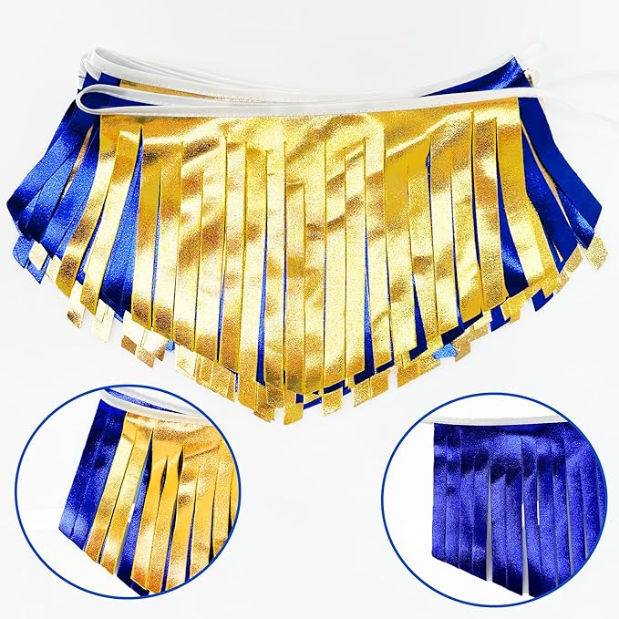 Royal Blue Gold Tassel Banner Metallic Fabric Pennant Bunting Flag for Graduation Retirement Bachelorette Birthday Engagement Wedding Bridal Shower Nautical Ahoy Achor Party Decorations Supplies