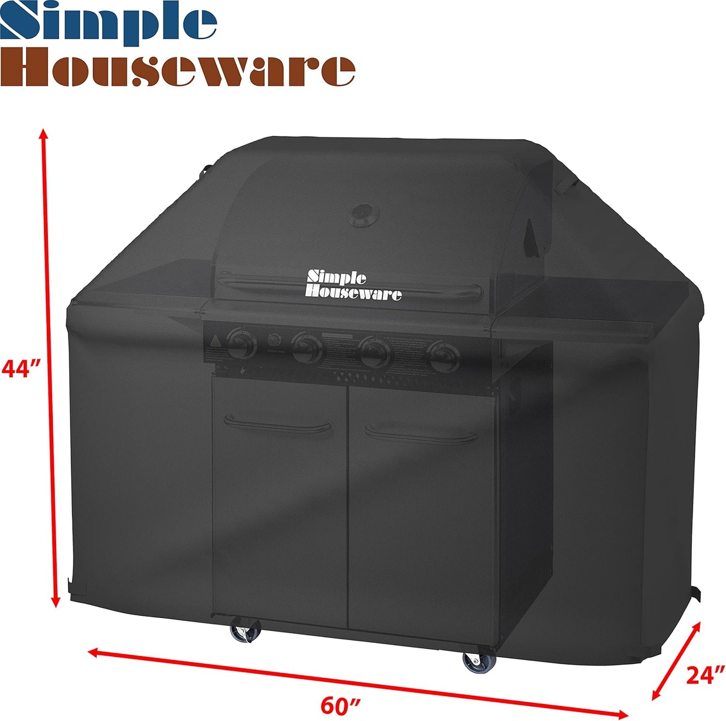 Simple Houseware 60 in. Waterproof Heavy Duty Gas BBQ Grill Cover, Weather-Resistant Polyester