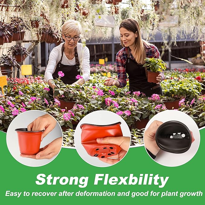 TDHDIKE Plastic Planter Nursery Pots 4" Small (50pcs Pots and 50pcs Labels) Seedlings Flower Pots Container Seed Starting Pots for Plants