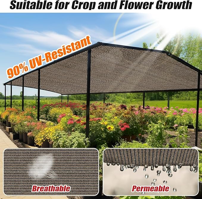 Outdoor 90% Sun Shade Cloth with Grommets, 5 X 22 FT Pergola Shade Cover for Garden Patio Carport Kennel Swimming Pool, Mocha (We Make Custom Size)