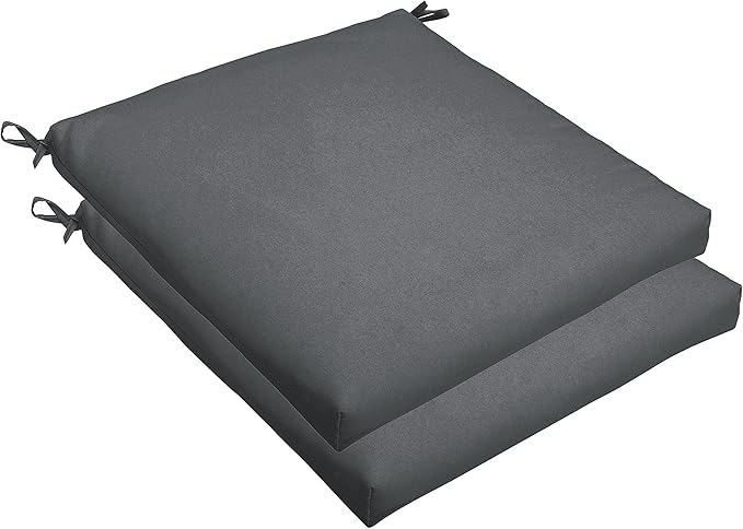 Sorra Home Sunbrella Bristol Square Chair Cushion (Set of 2) - Fade & Water Resistant, Outdoor & Indoor Patio Seat Cushion with Plush Foam - Canvas Charcoal (20" x 20" x 2.5")