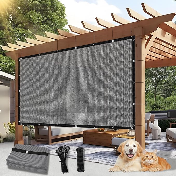 Outdoor 90% Sun Shade Cloth with Grommets, 6 X 24 FT Pergola Shade Cover for Garden Patio Carport Kennel Swimming Pool, Light Grey (We Make Custom Size)