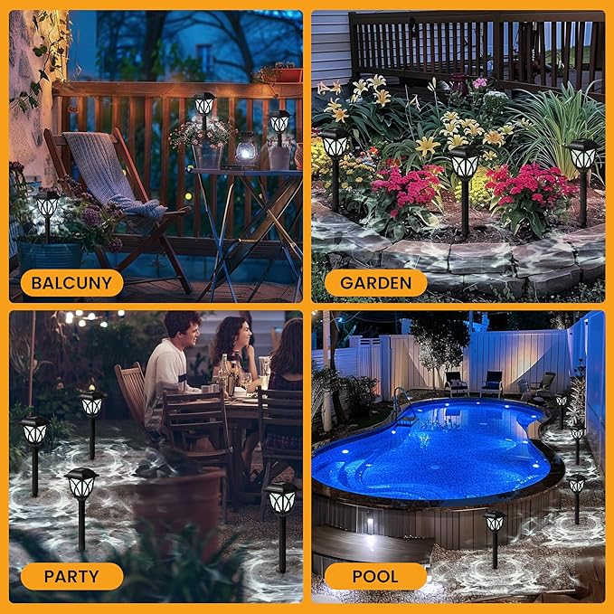 GIGALUMI Solar Lights Outdoor Waterproof, 8 Pack LED Solar Garden Lights, Solar Lights for Outside, Garden Decor for Yard, Patio, Landscape, Planter, Walkway (Cold White)
