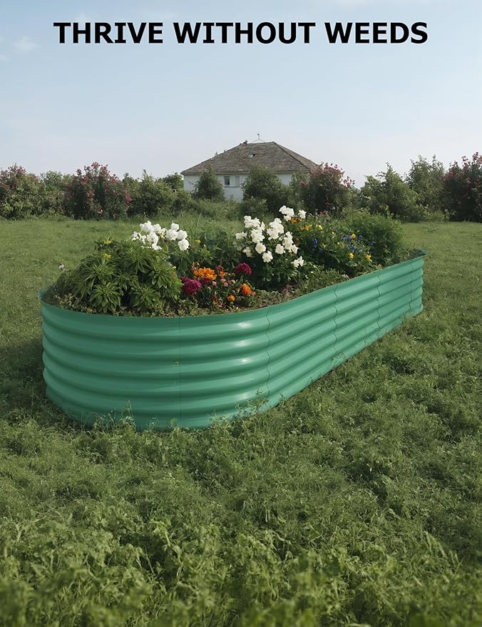 2 Pcs Raised Garden Beds Outdoor 10x4x1.5ft - Galvanized Steel Planter Box for Vegetables, Flowers, Rust-Resistant Garden Box, Easy Assembly Raised Beds, Durable Planters for Outdoor Plants, Green