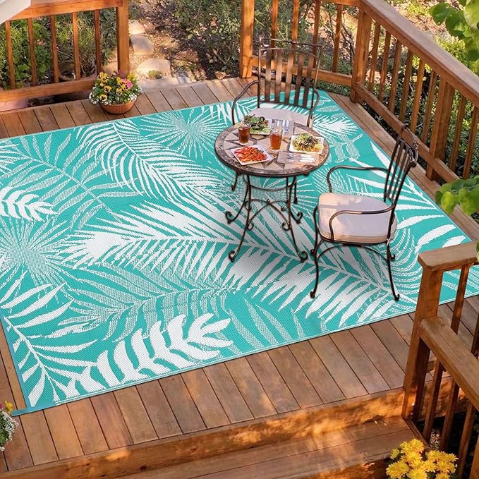 HiiARug Outdoor Rug 5x7 Reversible Plastic Straw Rug Waterproof Patio Rugs for Patios Clearance RV Mat for Outside Outdoor Carpet for RV Porch Deck Beach Camper Backyard