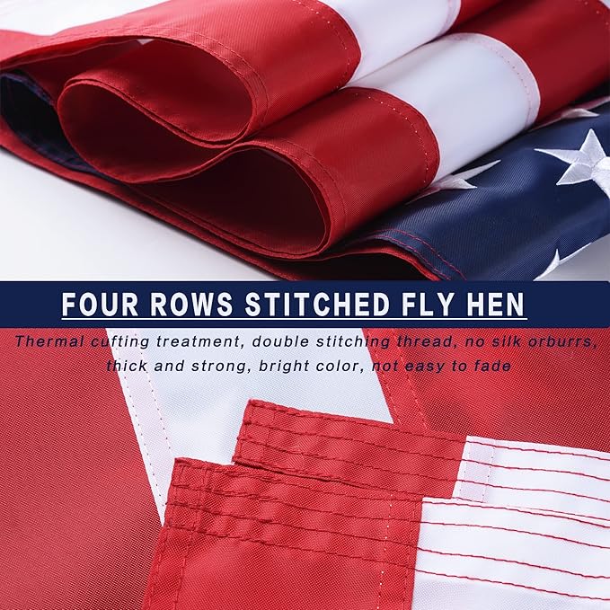 American Flag 8x12 Outside, US Flags for Outdoor Indoor, Heavy Duty Durable, Deluxe Embroidered Stars, Brass Grommets, Sewn Stripes, Vivid Color, Fade Resistant and waterproof