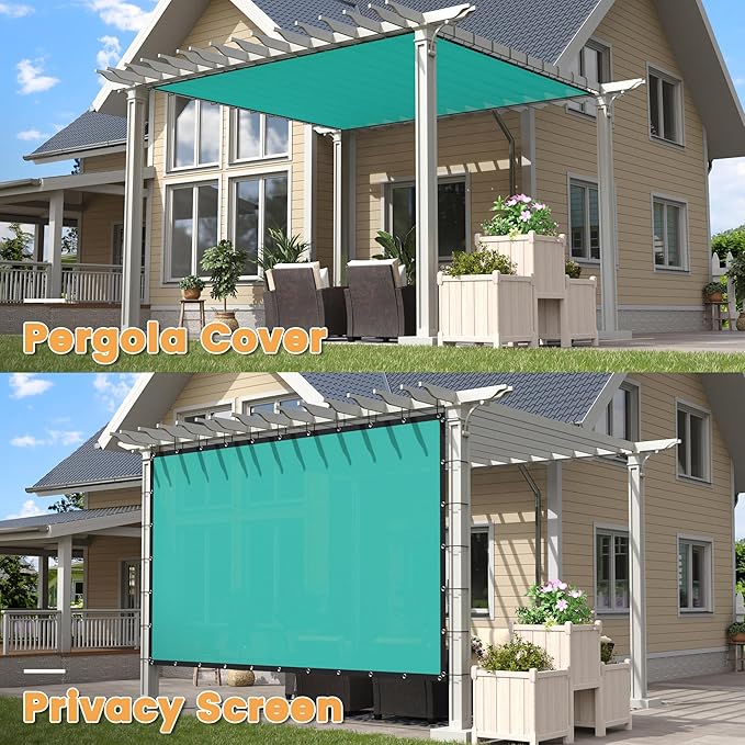 VICLLAX Shade Fabric Sun Shade Cloth with Every 2 FT Grommets for Patio Garden Pergola Cover Canopy 13x23 FT, Turquoise
