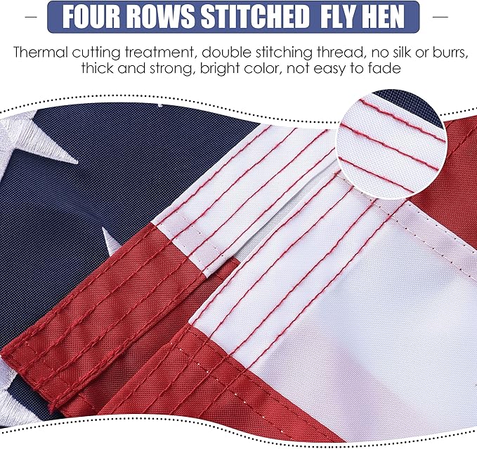 American Flag 5x8 Ft, USA US Flags Outdoor, Heavy Duty Durable, Embroidered Stars, Sewn Stripes and Brass Grommets