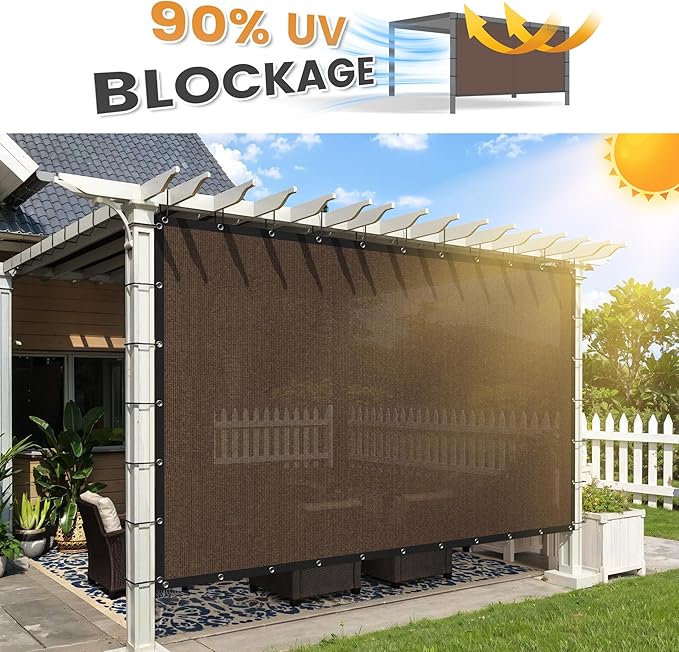 VICLLAX Shade Fabric Sun Shade Cloth with Every 2 FT Grommets for Patio Garden Pergola Cover Canopy 13x13 FT, Mocha
