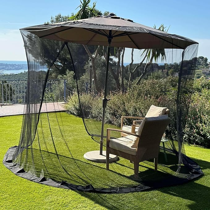 Mosquito Net for Umbrella 11 FT | Large Sizes & Fabric Designed for Outdoors | Insect House Screen Netting for Patio, Porch & Garden Terrace | Outside Canopy Bug & Fly Protection Enclosure