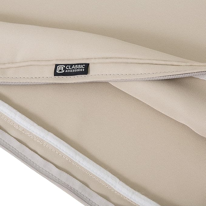 Classic Accessories Montlake Water-Resistant 21 x 22 x 4 Inch Patio Lounge Back Cushion, Antique Beige, Outdoor Loveseat Cushions
