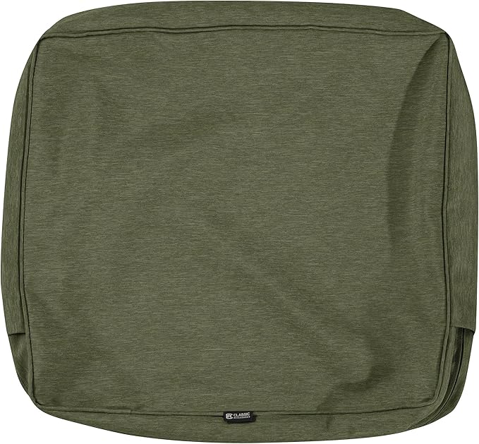 Classic Accessories Montlake Water-Resistant 21 x 20 x 4 Inch Patio Lounge Back Cushion, Heather Fern Green, Outdoor Loveseat Cushions