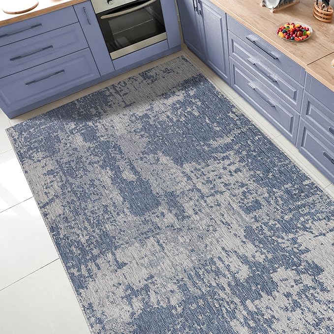 Keen Home Design Terrace Outdoor Area Rug - 4x6 Washable Indoor/Outdoor Rug for Patio, Kitchen, Balcony, Beach, Garden, Deck and Porch, Size: 3'10"x5'7"