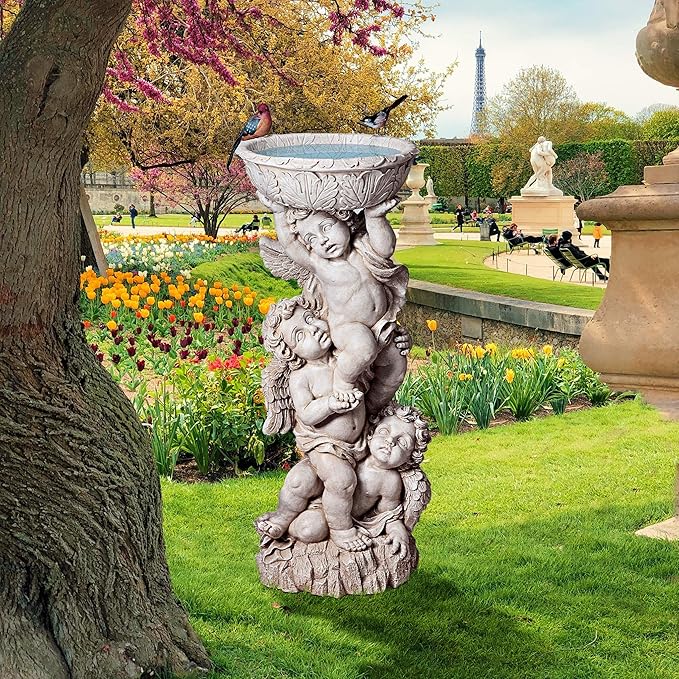 Design Toscano NG27902 Three Cherubs with Urn Decorative Object, ancient ivory