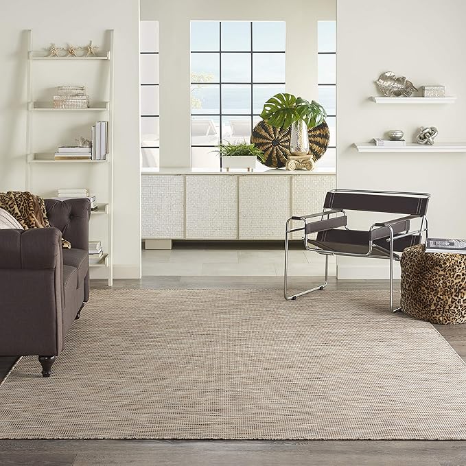 Nourison Home Positano 8' x Round Beige Fabric Modern Area Rug (8' Round)