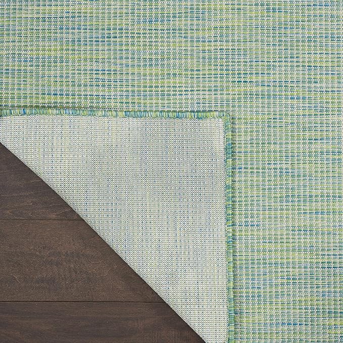 Nourison Positano Indoor/Outdoor Blue/Green 8' x Round Area Rug, Easy Cleaning, Non Shedding, Bed Room, Living Room, Dining Room, Backyard, Deck, Patio (8 Round)