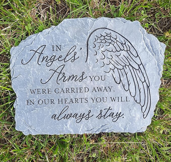 Carson Decorative in Angels' Arms Memorial Garden Stone for Loss of Loved One - Sympathy Gift for Funeral - Remembrance Stepping Stone for Indoor Outdoor Home Decor