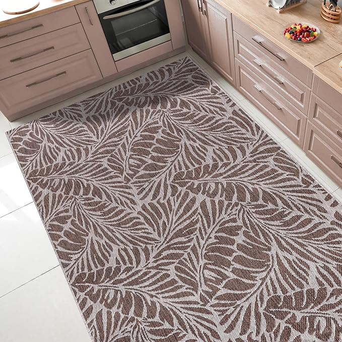 Keen Home Design Terrace Outdoor Area Rug - 5x8 Washable Indoor/Outdoor Rug for Patio, Kitchen, Balcony, Beach, Garden, Deck and Porch, Size: 5'3"x7'7"